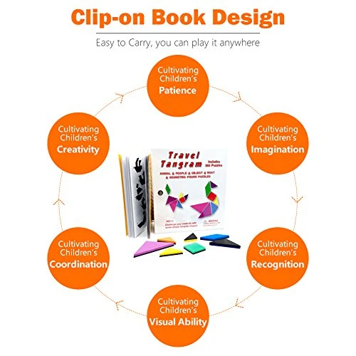 Travel Tangram Puzzle - Magnetic Pattern Block Book Road Trip Game Jigsaw Shape For Kids Toddlers Challenge IQ Educational Toy Gift Brain Teasers 360 Patterns【2 Set Of Tangrams】 5 Travel Tangram Puzzle - Magnetic Pattern Block Book Road Trip Game Jigsaw Shape For Kids Toddlers Challenge IQ Educational Toy Gift Brain Teasers 360 Patterns【2 Set Of Tangrams】 - Image 5