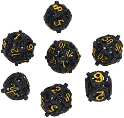 7Pcs Hollow Dice Kit,Copper Stool Portable Rolling Sculpting Metal Polygonal Dice Kit Suitable For Chessboard Games (Bloodstained) -Classic Board Game Shop 51hwOgkWYcL. AC