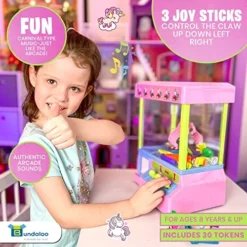 Bundaloo Claw Machine Arcade Game With Sound, Unicorn Themed Mini Candy Grabber Prize Dispenser Vending Toy For Kids, Boys & Girls -Classic Board Game Shop 51id4yQ8fCL