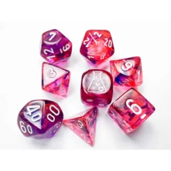 Red Nebula Black Light Special Dice With White Numbers 7+1 Dice Set 16mm (5/8in) Chessex