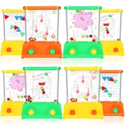 32 Pcs Handheld Water Game Arcade Water Ring Mini Basketball Flower Toss Rings Handheld Fish Water Game 90s Toys Mini Fun Retro Pastime For Party Travel Stocking Without Water 4 Styles (Fresh Color)