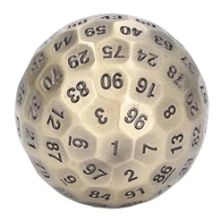 SOFW D100 Number Dice, Wear Resistant 2.0in Diameter Game Toys Heavy Duty Polyhedral Random Metal D100 Dice With Bag For Over 14 Years Old (Brass Color)