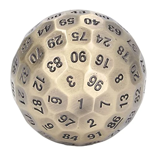 SOFW D100 Number Dice, Wear Resistant 2.0in Diameter Game Toys Heavy Duty Polyhedral Random Metal D100 Dice With Bag For Over 14 Years Old (Brass Color) 1 SOFW D100 Number Dice, Wear Resistant 2.0in Diameter Game Toys Heavy Duty Polyhedral Random Metal D100 Dice With Bag For Over 14 Years Old (Brass Color)