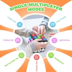 Fidget Cube Memory Game, LED Flashing Electronic Handheld Game, 7 Brain Memory Games For Kids Boys Girls, STEM Sensory Toys Brain Game For Christmas Birthday Gifts Ages 6-12+ Year Old -Classic Board Game Shop 51nMb8HGcSL