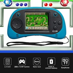 Kids Handheld Game Portable Video Game Player With 200 Games 16 Bit 2.5 Inch Screen Mini Retro Electronic Game Machine ,Best Gift For Child (Blue) -Classic Board Game Shop 51nagZOjh3L