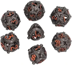 7Pcs Hollow Dice Kit,Copper Stool Portable Rolling Sculpting Metal Polygonal Dice Kit Suitable For Chessboard Games (Bloodstained) -Classic Board Game Shop 51oyCh14GGL. AC
