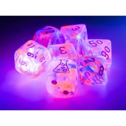 Red Nebula Black Light Special Dice With White Numbers 7+1 Dice Set 16mm (5/8in) Chessex -Classic Board Game Shop 51pQVcM2BFL