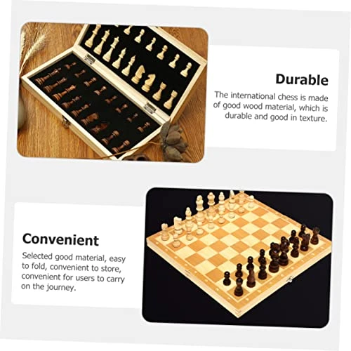 Toyvian 1 Set Wooden Chess Travel Kit Travel Set Travel Toy Folding Chess Board Game Chess Checkers Game Set Wood Kids Educational Chess International Chess Kit Foldable Chessboard Kit USB 2 Toyvian 1 Set Wooden Chess Travel Kit Travel Set Travel Toy Folding Chess Board Game Chess Checkers Game Set Wood Kids Educational Chess International Chess Kit Foldable Chessboard Kit USB - Image 2