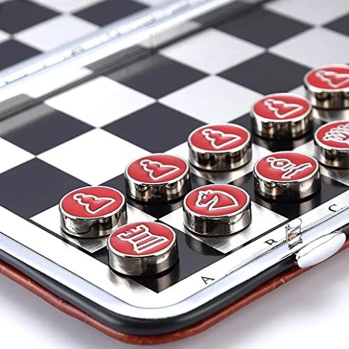 LANGWEI Chess Set, Magnetic Travel Pocket International Chess, Portable Leather Foldable Chessboard Alloy Piece Chessman Board Game Family Toy 4 LANGWEI Chess Set, Magnetic Travel Pocket International Chess, Portable Leather Foldable Chessboard Alloy Piece Chessman Board Game Family Toy - Image 4