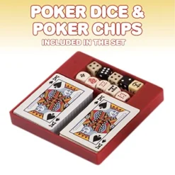 Gamie 6-in-1 Dice Cube Game Set Board Game And Casino Set – Includes Chess, Checkers And Backgammon, 2 Decks Of Playing Cards, Poker Chips, Poker Dice And Dominoes - Complete Kit For Family Fun -Classic Board Game Shop 51taSDTTABL