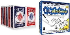 Bicycle Rider Back Playing Cards,12 Count (Pack Of 1) & Mexican Train Dominoes Set Tile Board Game In Aluminum Carry Case With Colorful Trains For Family Game Night, For Adults And Kids Ages 8 And Up -Classic Board Game Shop 51xLGJ2YVJL. AC