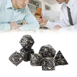 VBESTLIFE Polyhedral Dices Set, 7pcs Hollow Brass Dice Set Coating Clear Number Polyhedral Rolling Dice Toy Polyhedral Dice For Game Collectible Card Games -Classic Board Game Shop 51xxcLb76HL