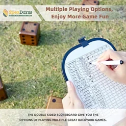 SpexDarxs Giant Yard Dice Set, 3.5’’ Large Wooden Dice Set With Scoreboard & Carrying Bag,Indoor & Outdoor Backyard Lawn Game For Teenage Adult And Family -Classic Board Game Shop 51xxg6tzk0L