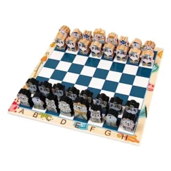 Wooden Chess Games Kids Travel Toys Portable Cartoon Chess Set Toy: Animal Educational Wooden Chess Set Travel Folding Board Games Educational Toys For Kids Adults Puzzle Toys