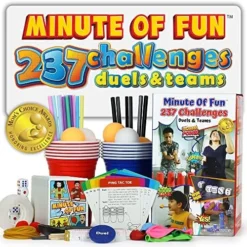 Minute Of Fun Party Game - 237 Minute To Win It Challenges For Duels, Teams, Parties, Teens, Family, Friends, Party Games, Kids, Adults, Home, School, Travel 2-12 Players Mom's Choice Awards Winner -Classic Board Game Shop 618TzDZ3KLL. AC