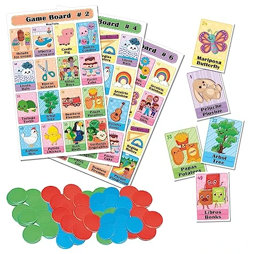 More Fiesta Bilingual Bingo Game Set In English And Spanish, Mexican Bingo For 10 Players - 10 Boards, Full Deck Of Cards And Chips 1 More Fiesta Bilingual Bingo Game Set In English And Spanish, Mexican Bingo For 10 Players - 10 Boards, Full Deck Of Cards And Chips