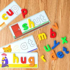 SpringFlower See & Spell Matching Letter Toy,Learning Educational Toy For 3 4 5 6 Years Old Boys And Girls,Preschool Learning Activities,Shape & Color Recognition Game,Cvc Word Builders For Kids,80Pcs -Classic Board Game Shop 61FGJt7iFuL