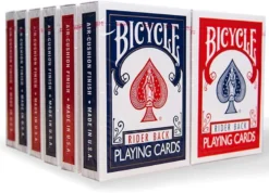 Bicycle Rider Back Playing Cards,12 Count (Pack Of 1) & Mexican Train Dominoes Set Tile Board Game In Aluminum Carry Case With Colorful Trains For Family Game Night, For Adults And Kids Ages 8 And Up